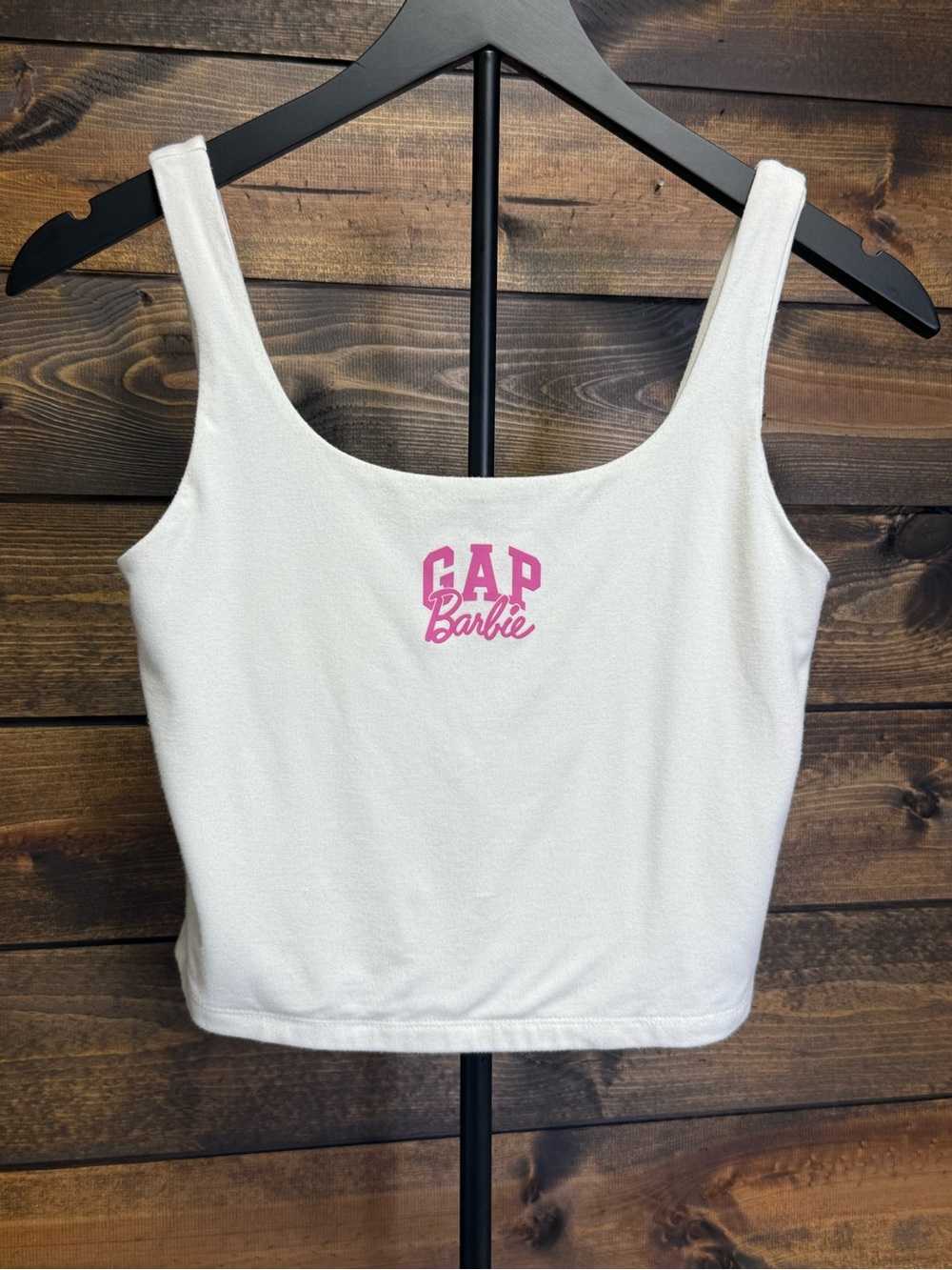 GAP x Barbie ivory White and Pink Cropped Tank Top Size Medium